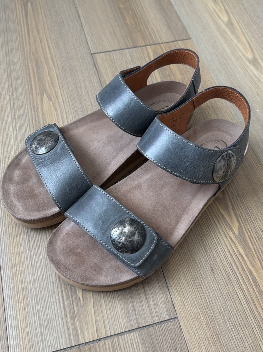 Tao’s Metallic Gray Comfort Sandals with Adjustable Straps